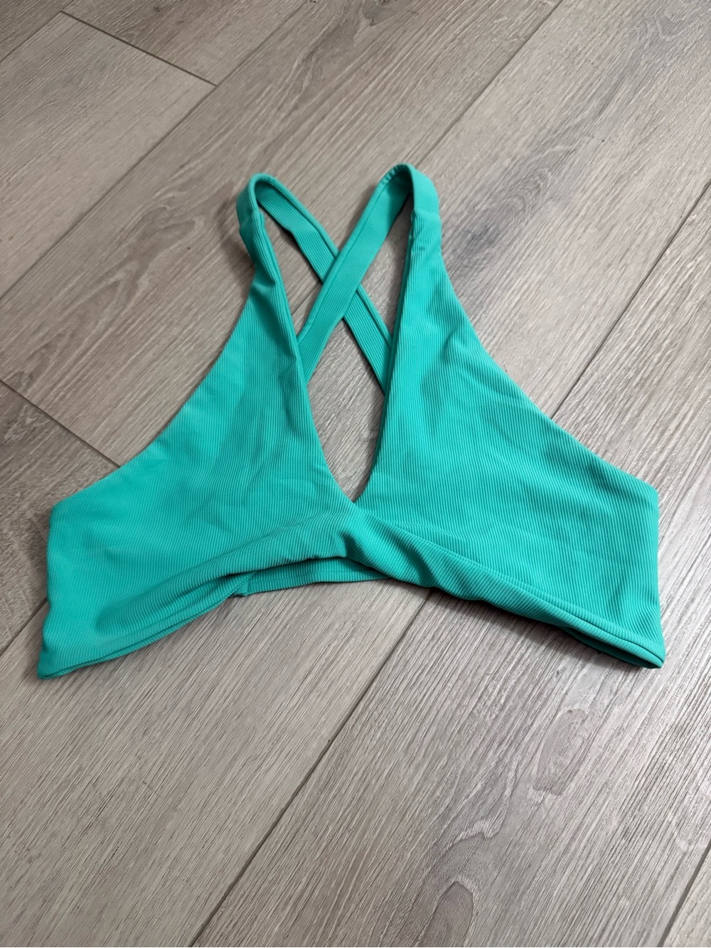 NWOT Wilo Green Ribbed Crisscross Swim Top